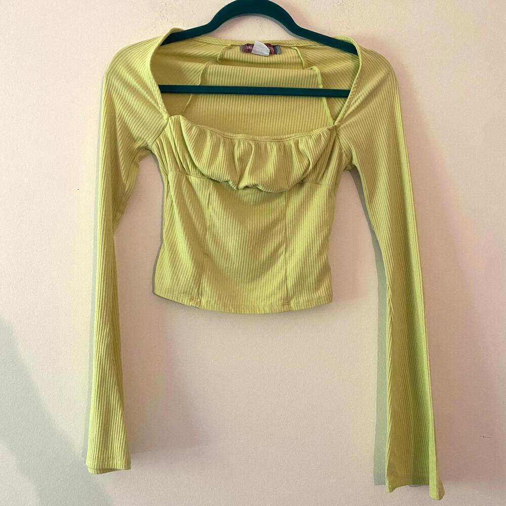 URBAN OUTFITTERS lime green ribbed long sleeve ter